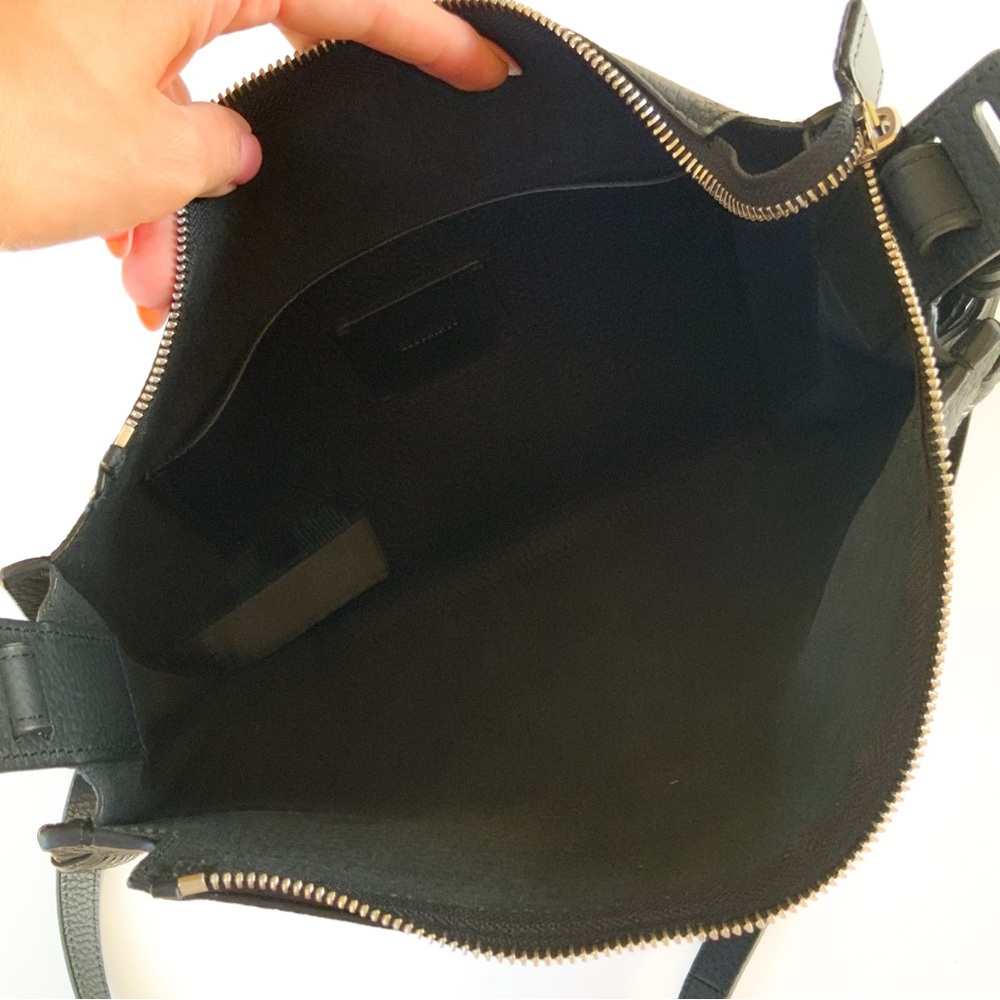 Allsaints Black Leather Crossbody Hobo Bag - Picture 4 of 11